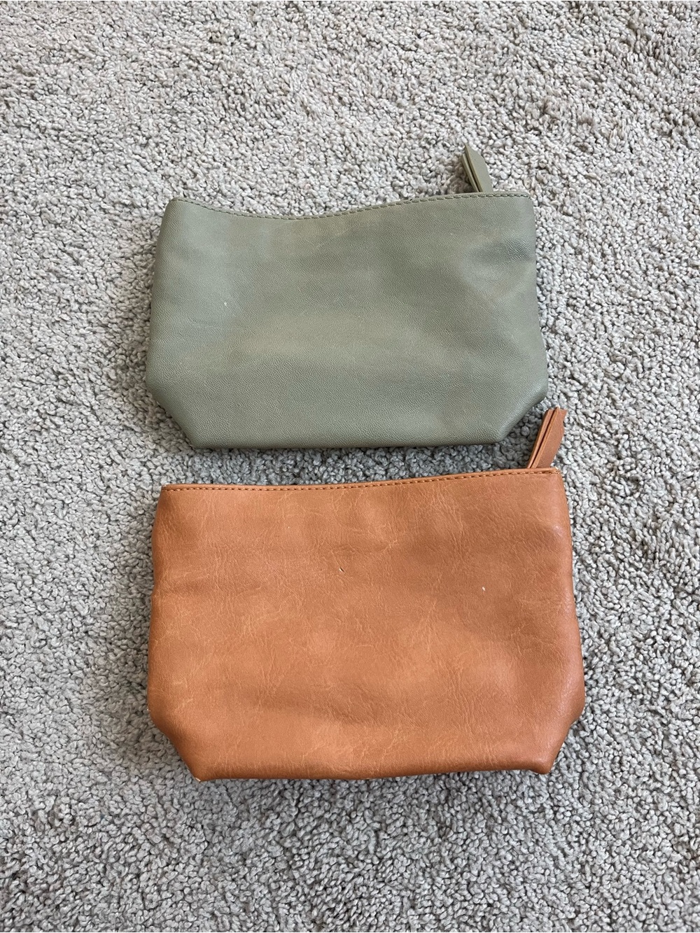 Universal Thread Leather Cosmetic Pouch Duo in Olive and Cognac